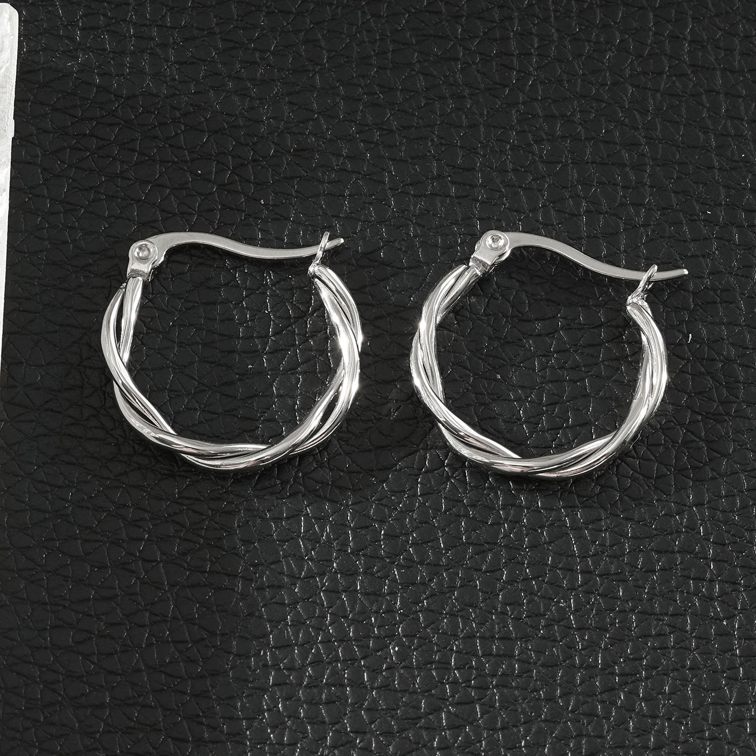 CARLOTA Silver (White Gold): Twisted Metal Strands Hoop Earrings