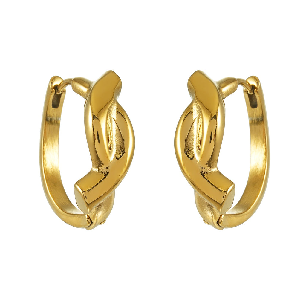 SIYAMI Gold: Sculpted Wave Hoop Earrings