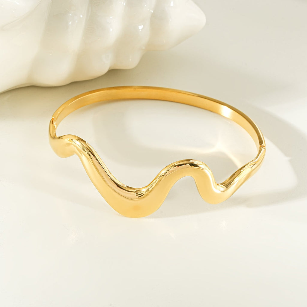 SEBASTIAN  Gold: Artfully Curved Avant-Garde Abstract Bracelet
