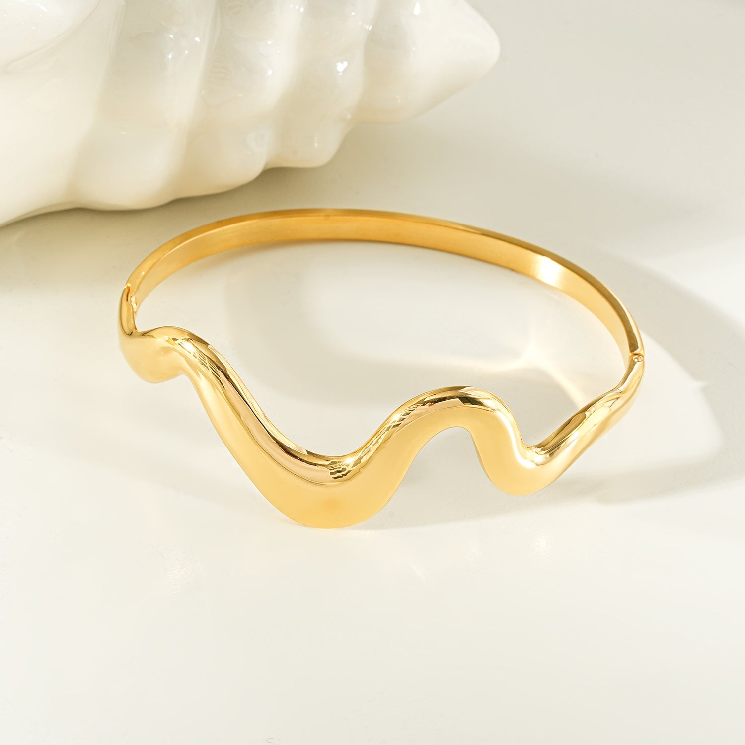 SEBASTIAN  Gold: Artfully Curved Avant-Garde Abstract Bracelet