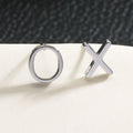 OX Silver (White Gold): Hugs, Kisses & Sparkle Stud Earrings