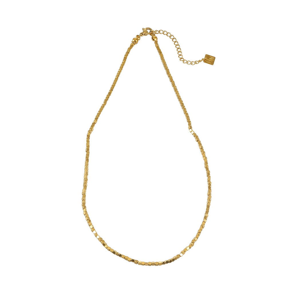RATA Gold: Square Beaded Dainty Chain Necklace