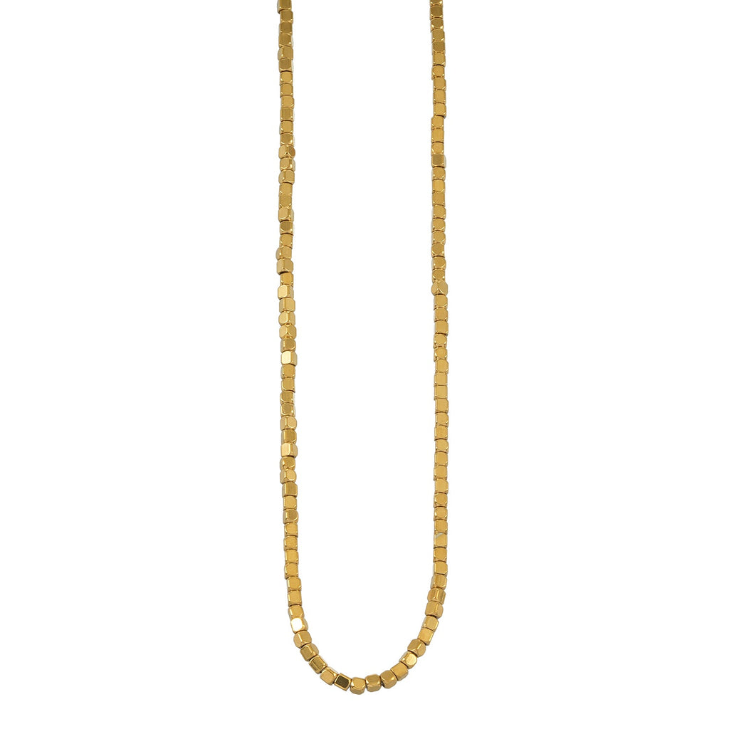 RATA Gold: Square Beaded Dainty Chain Necklace