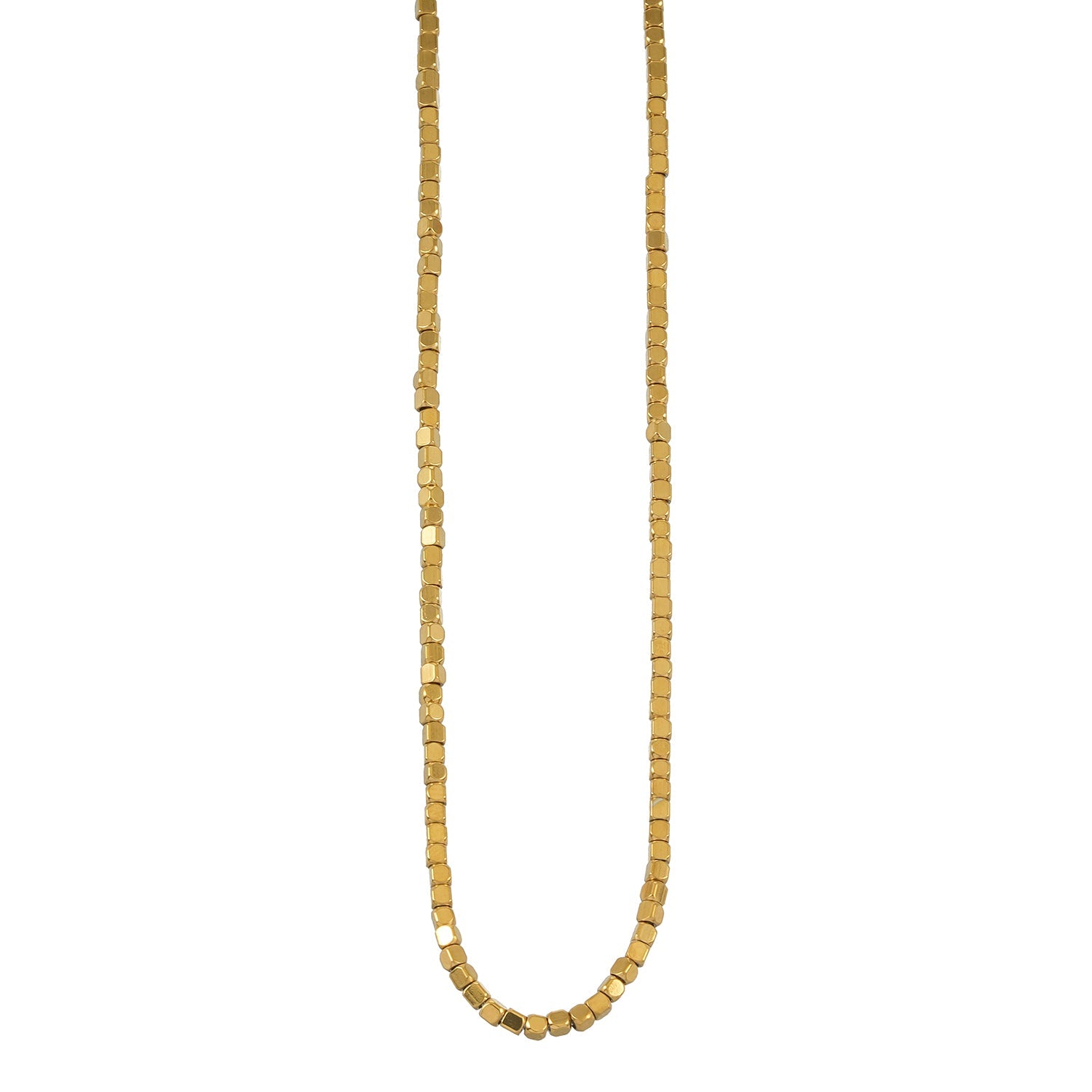RATA Gold: Square Beaded Dainty Chain Necklace