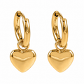 STOWE Gold: Mini Hoop Earrings Anchoring a Heart Shaped Charm